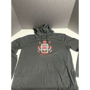 Polo Ralph Lauren Hoodie Holiday‎ Heritage Black With Plaid Logo Pullover LARGE